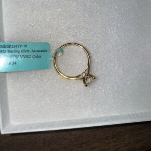 Real 4.06 CTW VVSD Gold over 925 Silver Moissanite Engagement/ Anniversary Ring